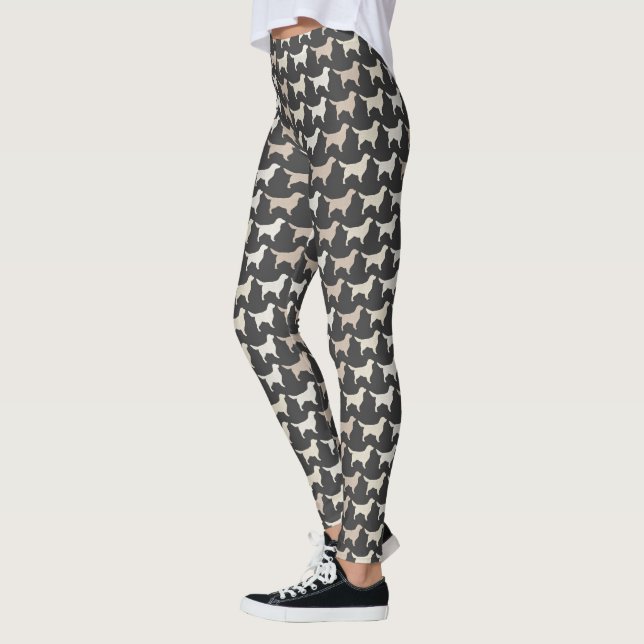 Golden Retriever Dog Breed Silhouettes Pattern Leggings (Left)