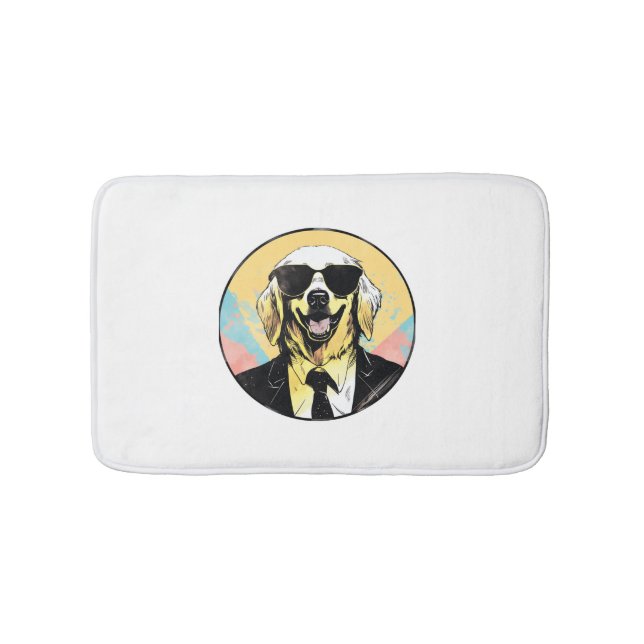 Golden Retriever Dog Businessman   Bath Mat (Front)
