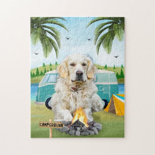 Golden Retriever Dog Camping  Jigsaw Puzzle