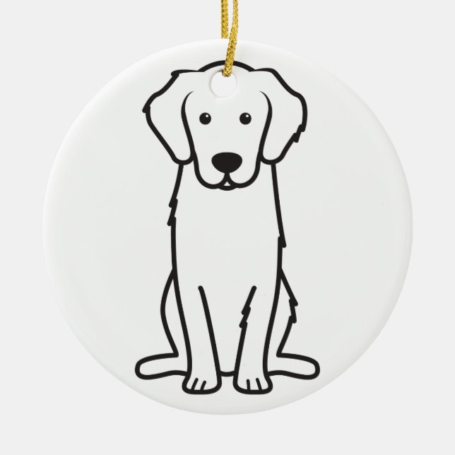 Golden Retriever Dog Cartoon Ceramic Ornament (Front)