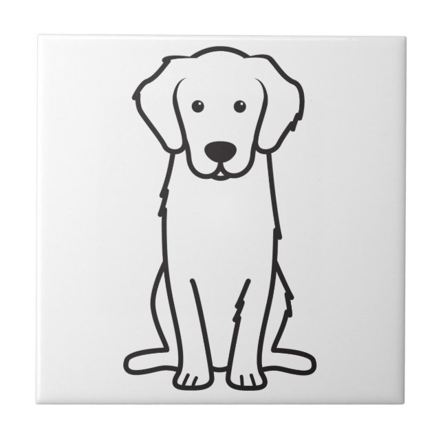 Golden Retriever Dog Cartoon Ceramic Tile (Front)