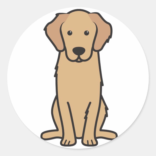 Golden Retriever Dog Cartoon Classic Round Sticker (Front)