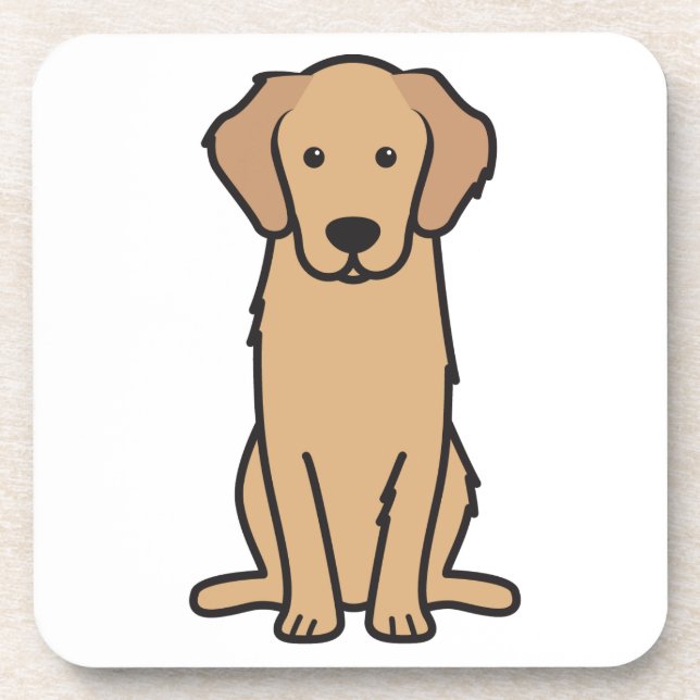 Golden Retriever Dog Cartoon Coaster (Front)