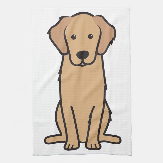 Golden Retriever Dog Cartoon Kitchen Towel (Vertical)