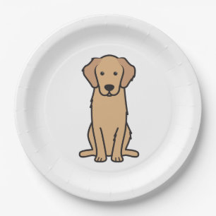 Golden Retriever Dog Cartoon Paper Plates