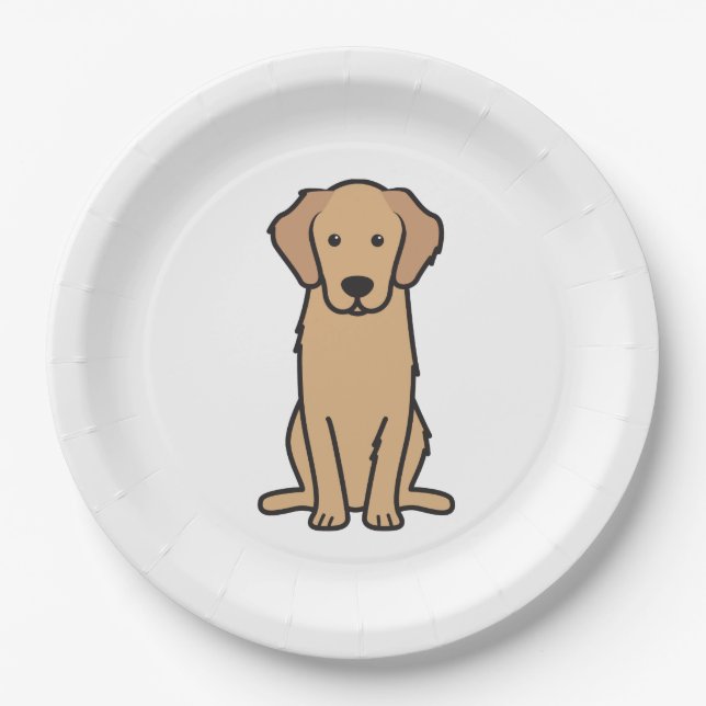 Golden Retriever Dog Cartoon Paper Plates (Front)