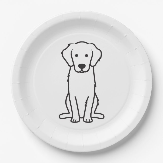 Golden Retriever Dog Cartoon Paper Plates (Front)