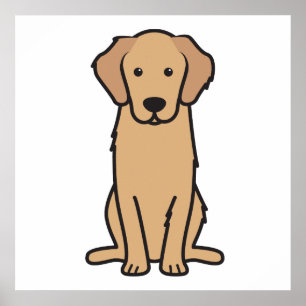 Golden Retriever Dog Cartoon Poster