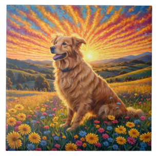 Golden Retriever dog Ceramic Tile
