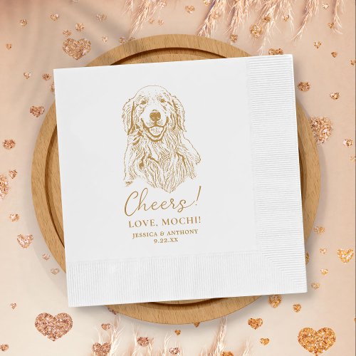 Golden Retriever Dog Cheers Custom Cocktail Napkin