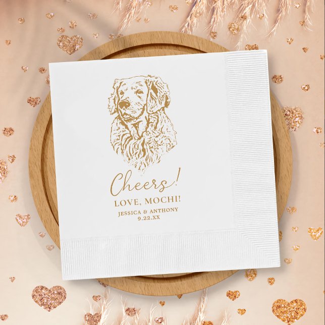 Golden Retriever Dog Cheers Custom Cocktail Napkin (Creator Uploaded)