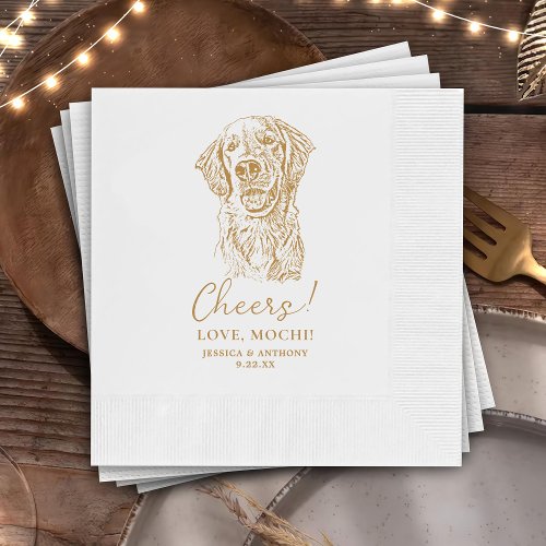 Golden Retriever Dog Cheers Custom Cocktail Napkin