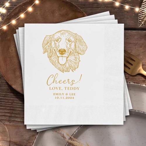 Golden Retriever Dog Cheers Custom Cocktail Napkin