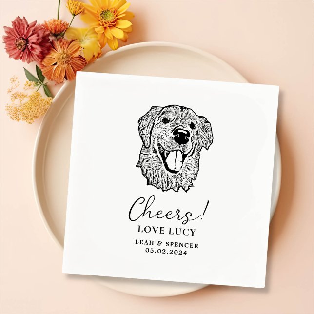 Golden Retriever Dog Cheers Custom Cocktail Napkin (Creator Uploaded)
