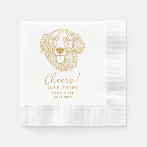 Golden Retriever Dog Cheers Custom Cocktail Napkin