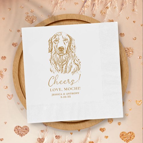 Golden Retriever Dog Cheers Custom Wedding Napkins