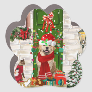 Golden Retriever Dog Christmas Car Magnet