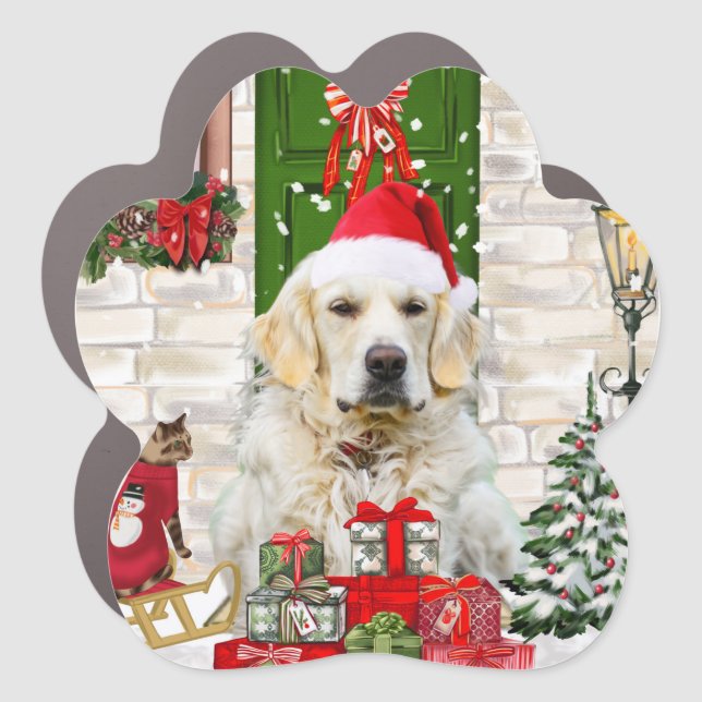Golden Retriever Dog Christmas  Car Magnet (Front)