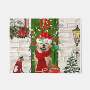 Golden Retriever Dog Christmas Doormat