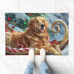Golden Retriever Dog Christmas Festive Doormat