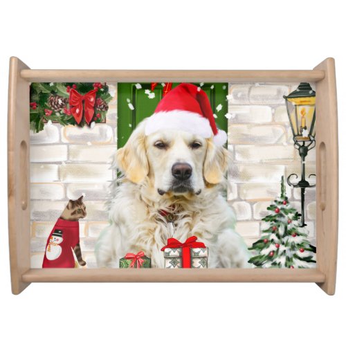 Golden Retriever Dog Christmas Gift Bag Serving Tray