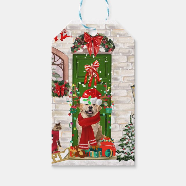 Golden Retriever Dog Christmas  Gift Tags (Front)