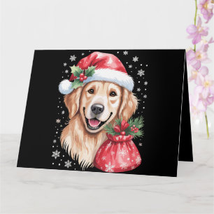 Golden Retriever Dog Christmas Light Holiday Party Card