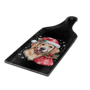 Golden Retriever Dog Christmas Light Holiday Party Cutting Board