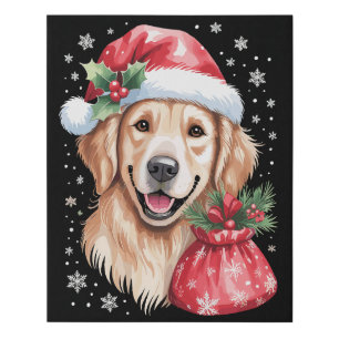 Golden Retriever Dog Christmas Light Holiday Party Faux Canvas Print
