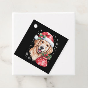 Golden Retriever Dog Christmas Light Holiday Party Favor Tags