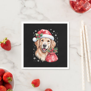 Golden Retriever Dog Christmas Light Holiday Party Napkins