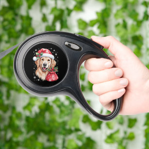 Golden Retriever Dog Christmas Light Holiday Party Retractable Pet Leash