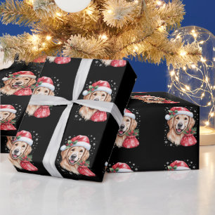Golden Retriever Dog Christmas Light Holiday Party Wrapping Paper