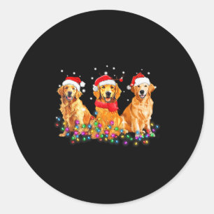 Golden Retriever Dog Christmas Lights Cute Matchin Classic Round Sticker