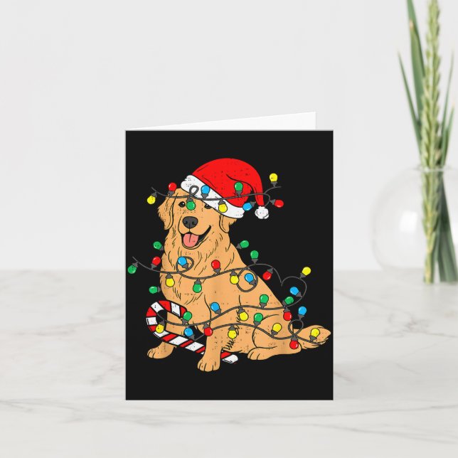 Golden Retriever Dog Christmas Lights Xmas Pet Dog Card (Front)
