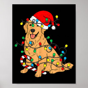 Golden Retriever Dog Christmas Lights Xmas Pet Dog Poster