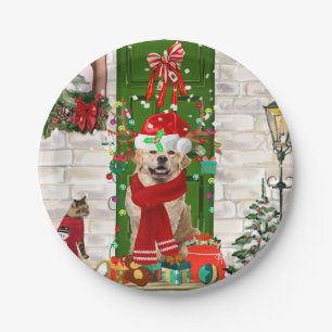 Golden Retriever Dog Christmas  Paper Plates