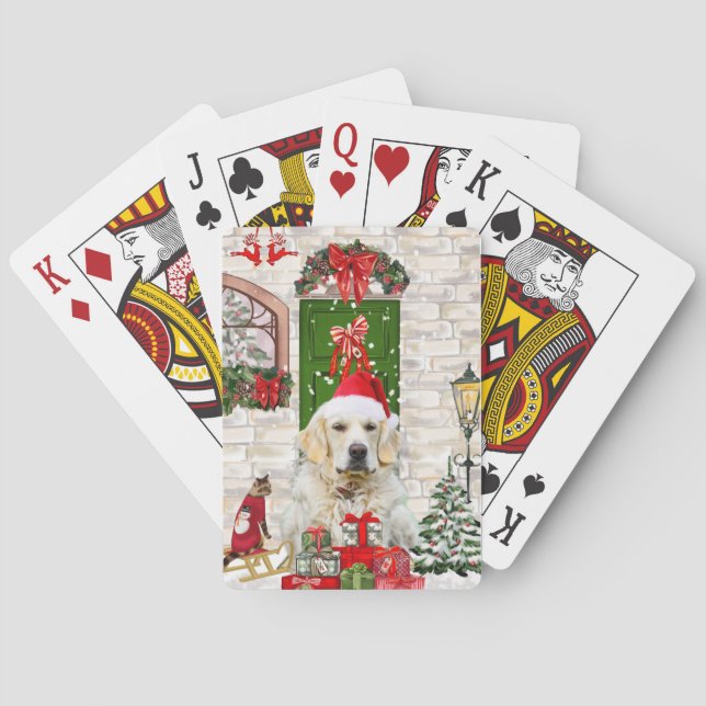 Golden Retriever Dog Christmas  Poker Cards (Back)