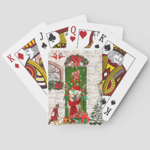 Golden Retriever Dog Christmas Poker Cards
