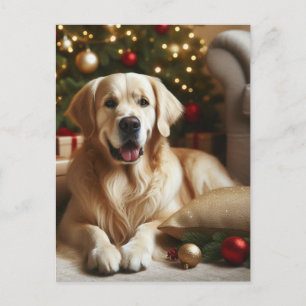 Golden Retriever Dog Christmas Postcard