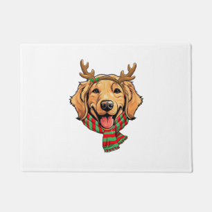 Golden Retriever Dog Christmas Reindeer Santa Hat  Doormat