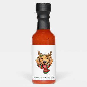 Golden Retriever Dog Christmas Reindeer Santa Hat Hot Sauces