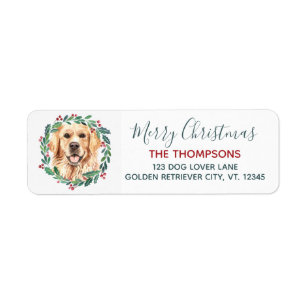 Golden Retriever Dog Christmas Return Address Label
