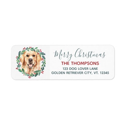 Golden Retriever Dog Christmas Return Address Label