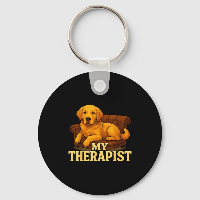 Golden Retriever Dog Clothes For Humans My Therast Keychain (Front)