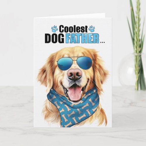 Golden Retriever Dog Coolest Dad Fathers Day Holiday Card