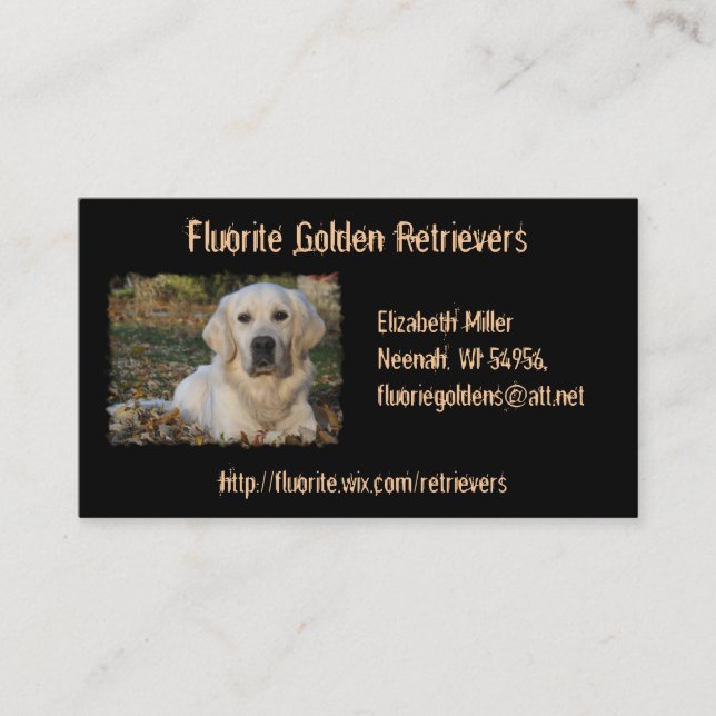 Golden Retriever Dog Custom Business Card (Front)