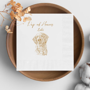 Golden Retriever Dog Custom Hand Drawing Wedding Napkins