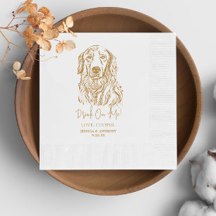Golden Retriever Dog Custom Hand Drawing Wedding Napkins