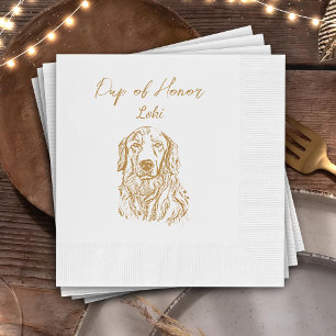 Golden Retriever Dog Custom Hand Drawing Wedding Napkins